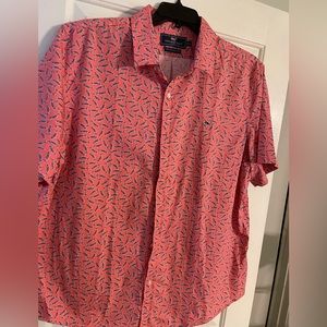 Vineyard Vines button up short sleeve slim fit whale shirt 2XL